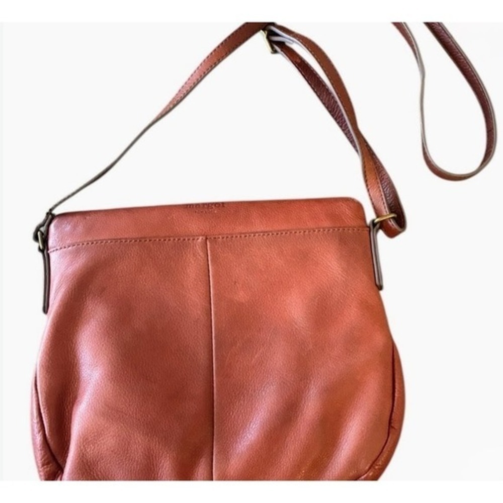 Margot New York Adelle Brandy Leather Crossbody Hobo Bag Brown Slouchy Boho Y2K - Picture 4 of 7